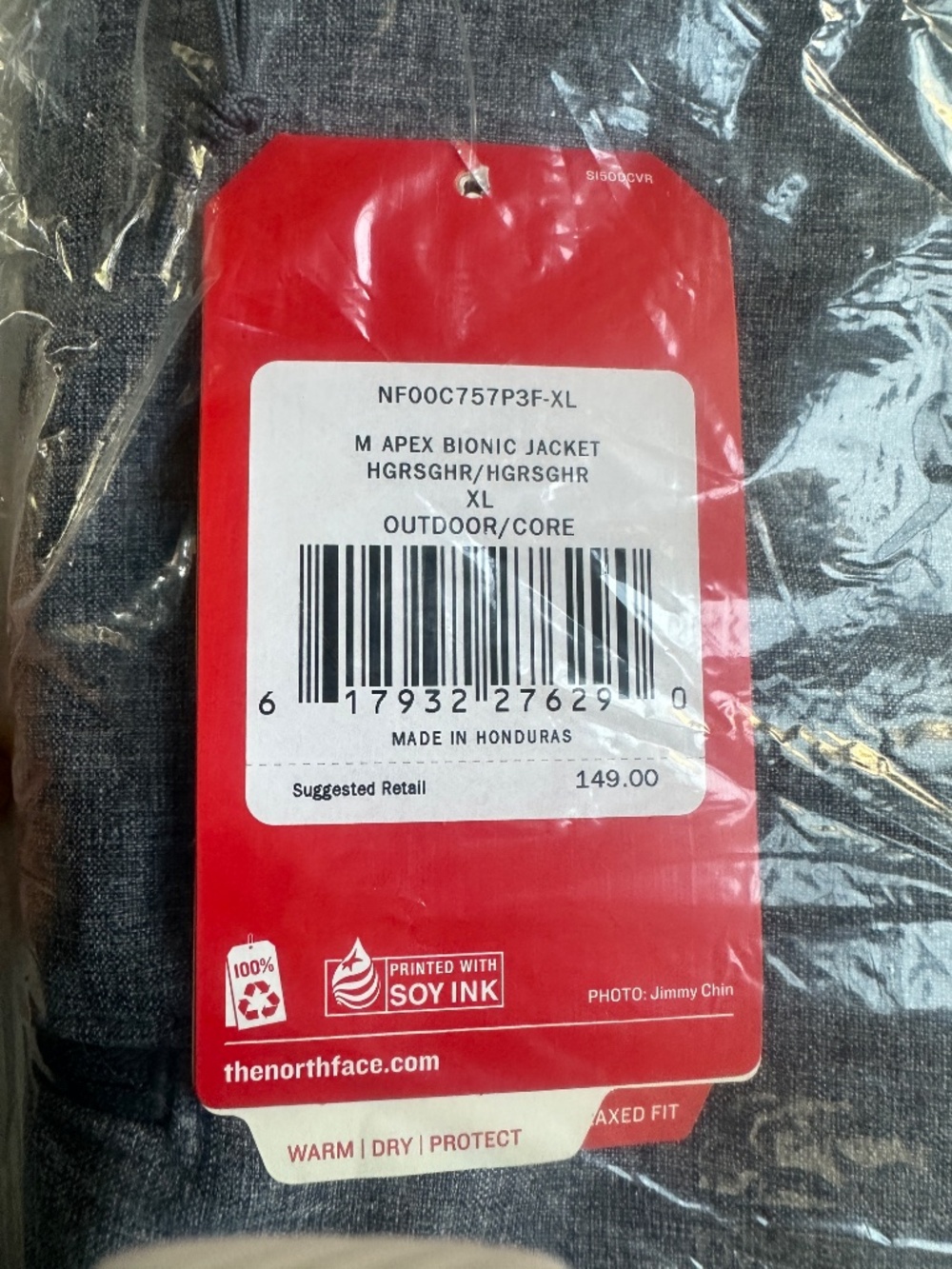 *NWT* THE NORTH FACE - Men's Apex Bionic jacket in Heather Gray: Size XL - Picture 4 of 5